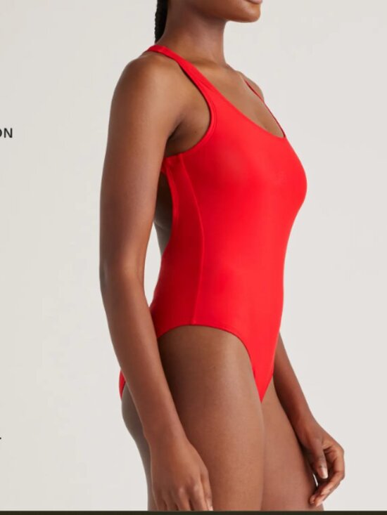 Quince Other - Quince Italian Cross-Back One-Piece Swimsuit Cherry M NWT